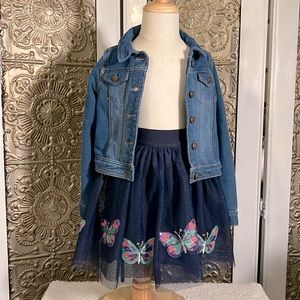 Sequin butterfly navy tulle skirt